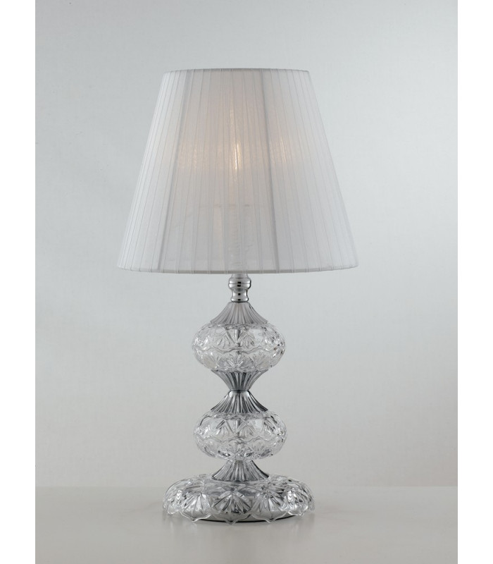 INCANTO Table Lamp with Round Tapered Shade Chrome Crystal 25x46cm-1