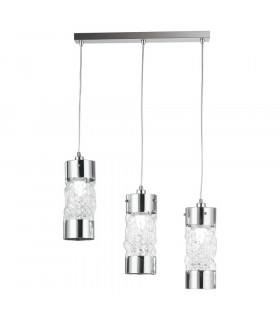 JIVE 3 Light Straight Bar Pendant Ceiling Light Chrome Crystal 60x12x24.7cm