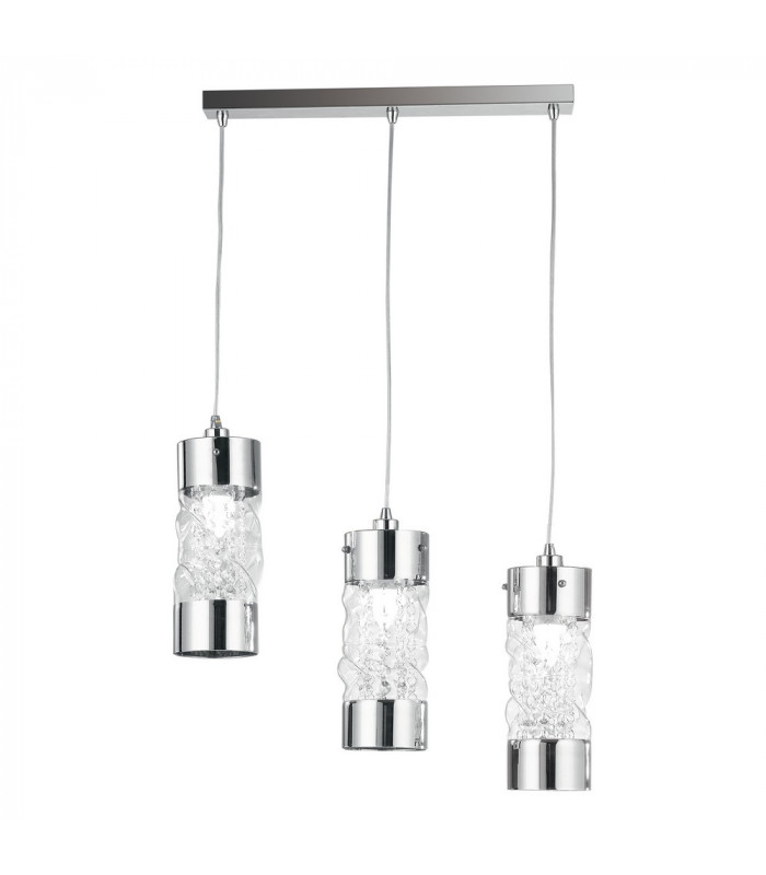 JIVE 3 Light Straight Bar Pendant Ceiling Light Chrome Crystal 60x12x24.7cm