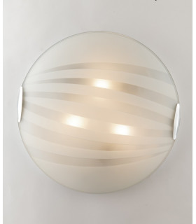 KUNA 3 Light Patterned Glass Flush Ceiling Light White 40cm-2