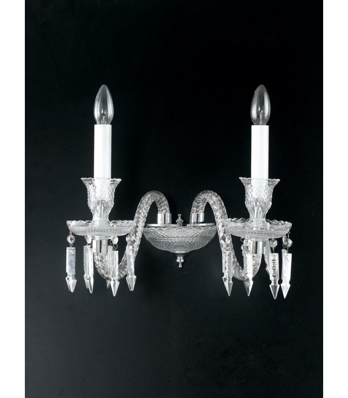 LOUVRE Twin 2 Light Candle Wall Light Chrome 38x38cm