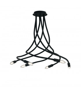LOVER 6 Light Multi Arm Semi Flush Ceiling light Black 100x120cm