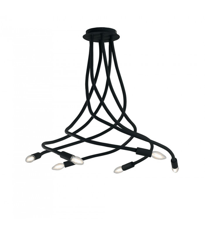 LOVER 6 Light Multi Arm Semi Flush Ceiling light Black 100x120cm