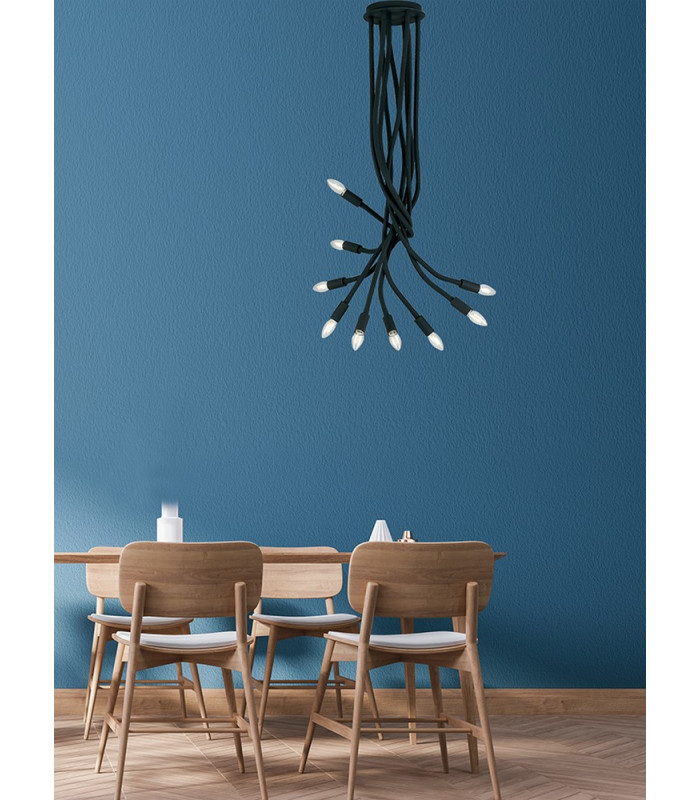 LOVER 9 Light Multi Arm Semi Flush Ceiling light Black 100x120cm-2