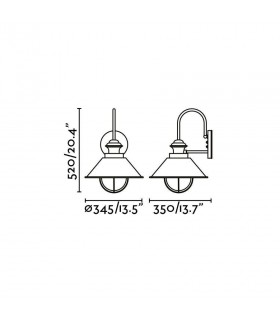 1 Light Outdoor Large Dome Wall Light Rust Brown, E27 - 2
