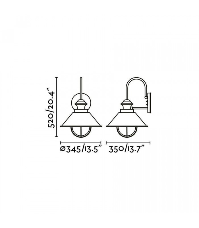 1 Light Outdoor Large Dome Wall Light Rust Brown, E27 - 2