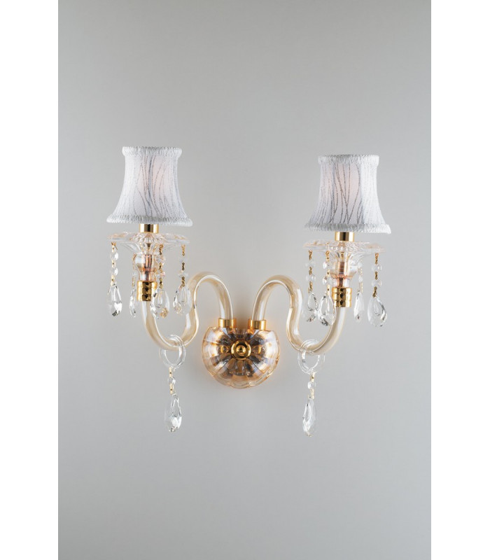 MONET Wall Light Gold Crystal With Fabric 40x37x24cm