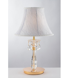 MONET Table Lamp with Round Tapered Shade Gold Crystal With Fabric 35x55cm
