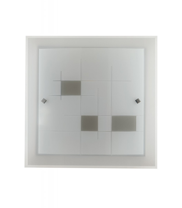 MUSA 2 Light Patterned Glass Flush Ceiling Light White 40x40cm-1