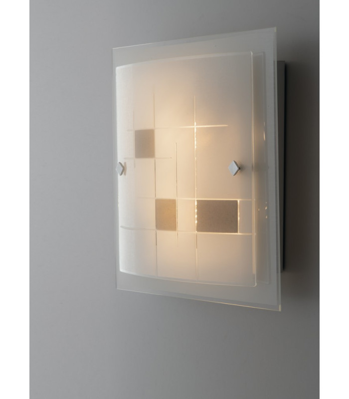 MUSA 2 Light Patterned Glass Flush Ceiling Light White 40x40cm-2