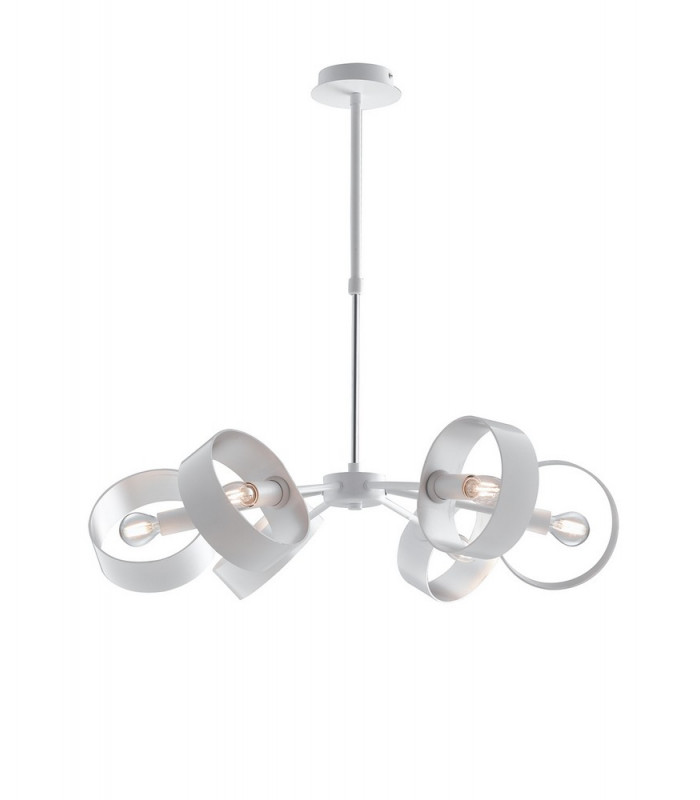 OLYMPIC 6 Light Pendant Ceiling Light White Silver 67x16cm