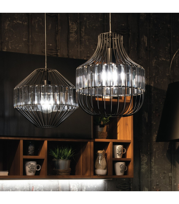 OPIUM Wire Frame Pendant Ceiling Light Black 30x36.4cm-2