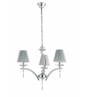 ORCHESTRA 3 Light Chandeliers with Shades Chrome K9 Crystals With Fabric 60x50cm