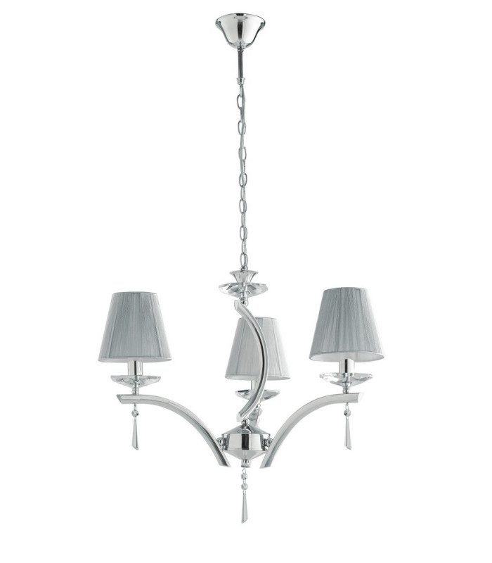 ORCHESTRA 3 Light Chandeliers with Shades Chrome K9 Crystals With Fabric 60x50cm
