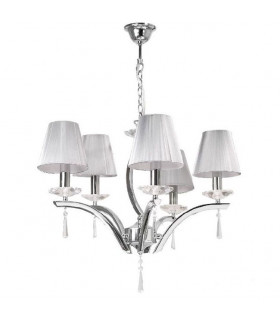 ORCHESTRA 5 Light Chandeliers with Shades Chrome K9 Crystals With Fabric 60x50cm-1