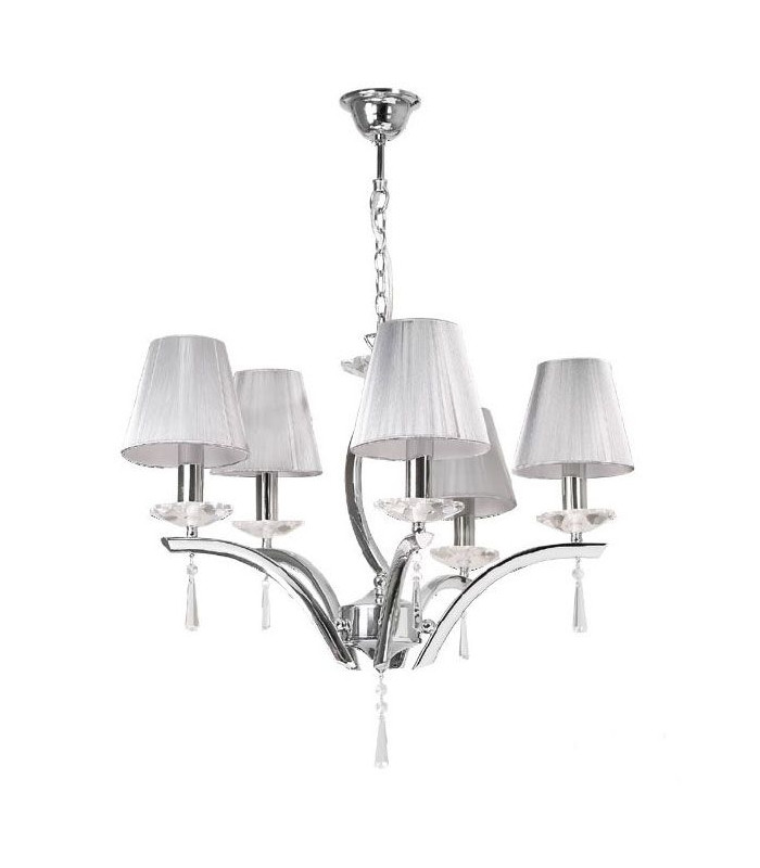 ORCHESTRA 5 Light Chandeliers with Shades Chrome K9 Crystals With Fabric 60x50cm-1