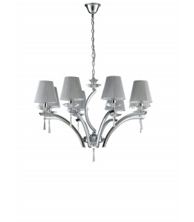 ORCHESTRA 8 Light Chandeliers with Shades Chrome K9 Crystals With Fabric 75x50cm-1