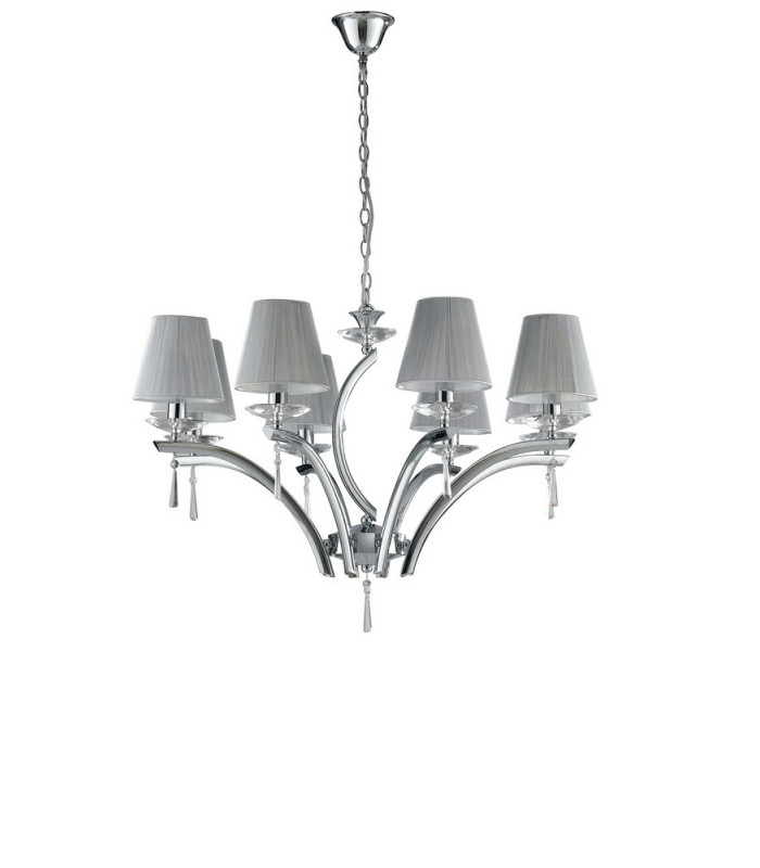 ORCHESTRA 8 Light Chandeliers with Shades Chrome K9 Crystals With Fabric 75x50cm-1