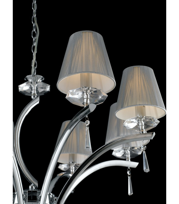 ORCHESTRA 8 Light Chandeliers with Shades Chrome K9 Crystals With Fabric 75x50cm-4