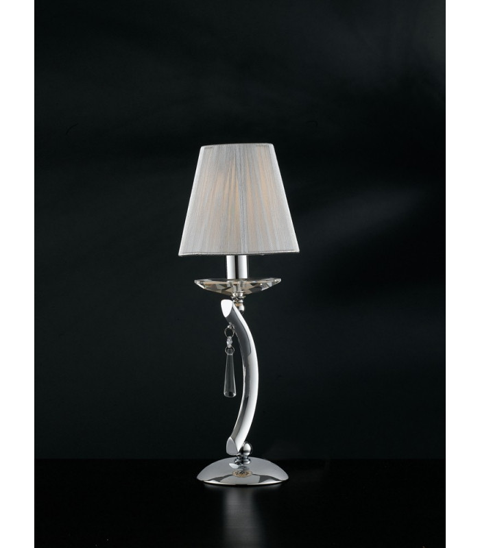 ORCHESTRA Table Lamp with Round Tapered Shade Chrome K9 Crystals With Fabric 15x45cm-2