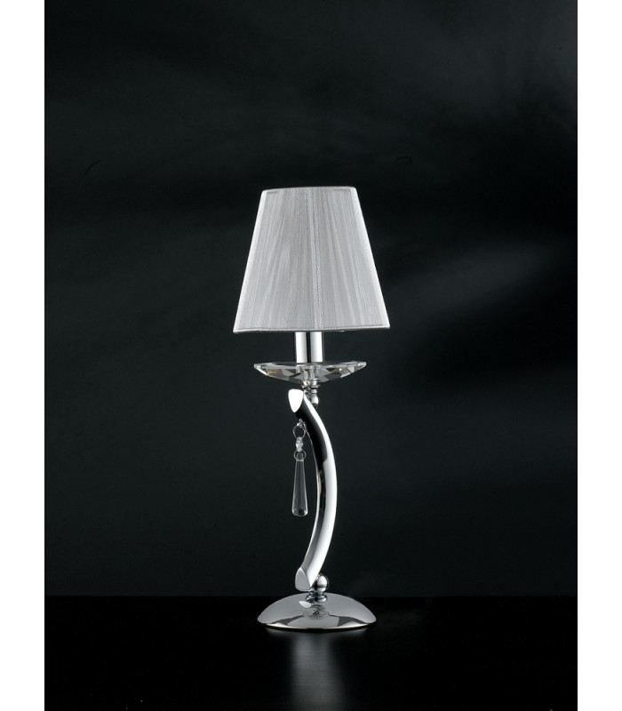 ORCHESTRA Table Lamp with Round Tapered Shade Chrome K9 Crystals With Fabric 15x45cm-3