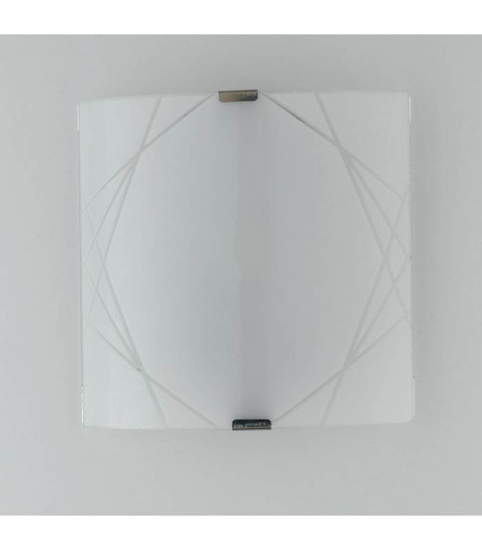 PARADISE Patterned Glass Flush Ceiling Light White 26x26cm-3
