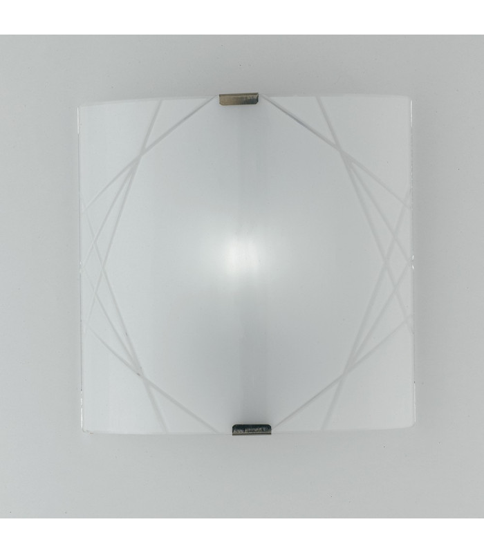 PARADISE Patterned Glass Flush Ceiling Light White 26x26cm-4