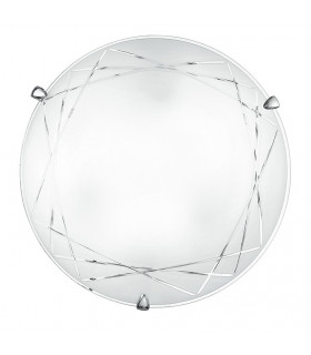 PARADISE 2 Light Patterned Glass Flush Ceiling Light White 30cm-1