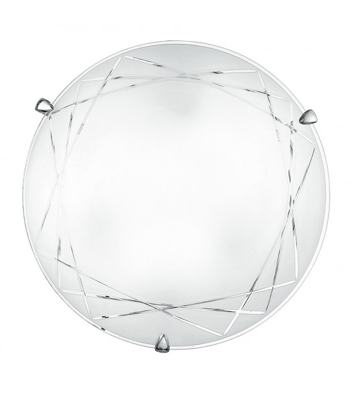 PARADISE 2 Light Patterned Glass Flush Ceiling Light White 30cm-1