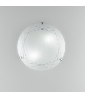 PARADISE 2 Light Patterned Glass Flush Ceiling Light White 30cm-2