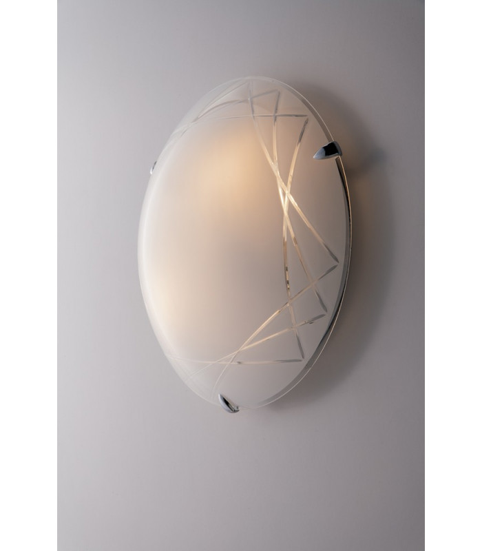 PARADISE 2 Light Patterned Glass Flush Ceiling Light White 30cm-3