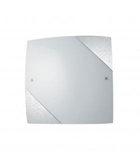PARIS 2 Light Patterned Glass Flush Ceiling Light Silver 30x30cm