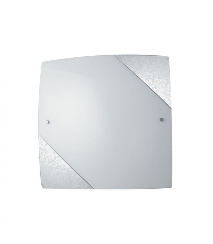 PARIS 3 Light Patterned Glass Flush Ceiling Light Silver 40x40cm