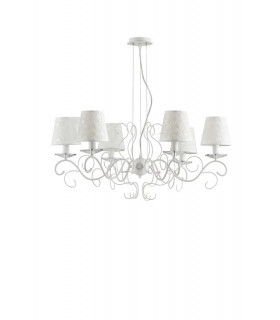 PERLA 6 Light Chandeliers with Shades White K9 Crystals 82cm