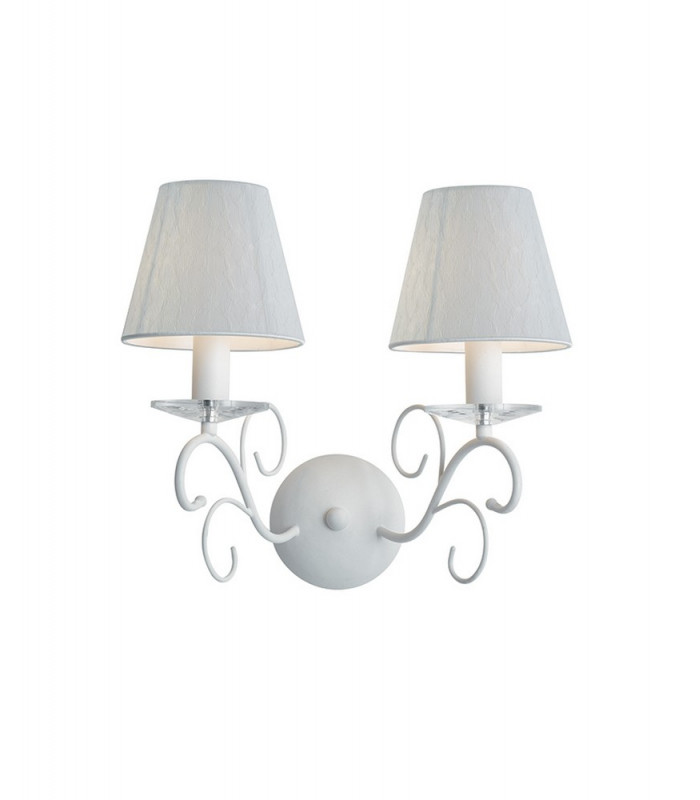 PERLA 2 Light Wall Lamp with Shade White K9 Crystals 35x35cm-1