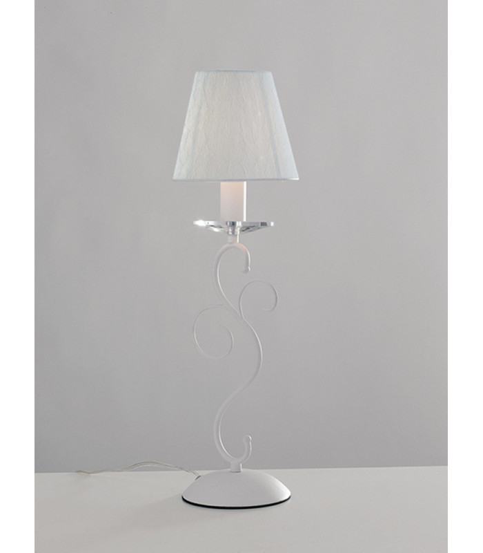 PERLA Table Lamp with Round Tapered Shade White K9 Crystals 15x40cm-2