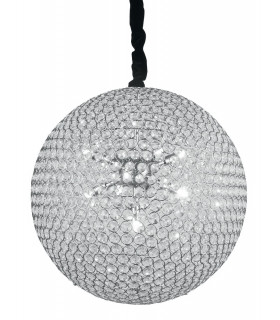 PLANET 9 Light Spherical Pendant Ceiling Light Chrome Crystals 50cm