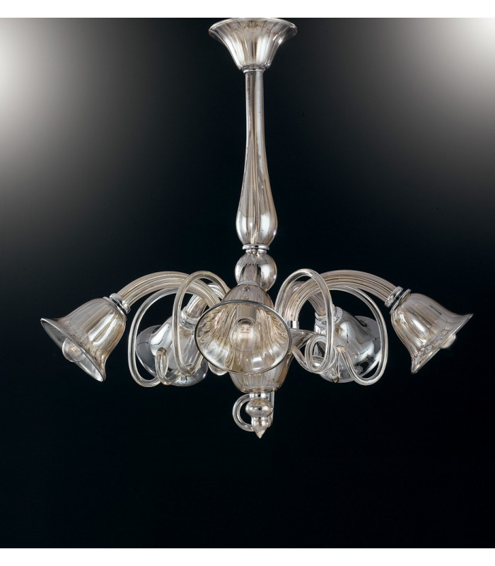 POSEIDON 5 Light Multi Arm Pendant Ceiling Light Champagne 72x65cm-1