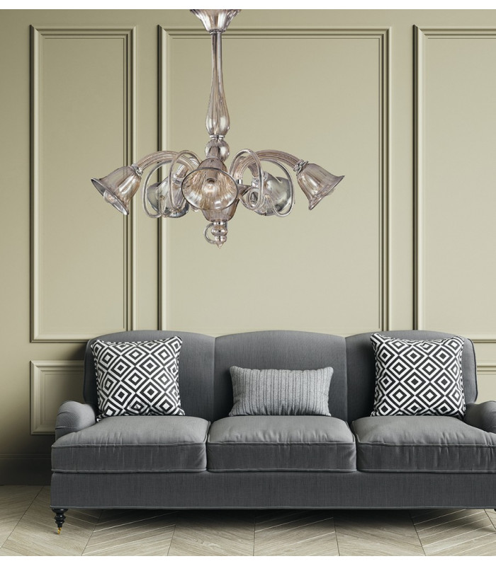 POSEIDON 5 Light Multi Arm Pendant Ceiling Light Champagne 72x65cm-2