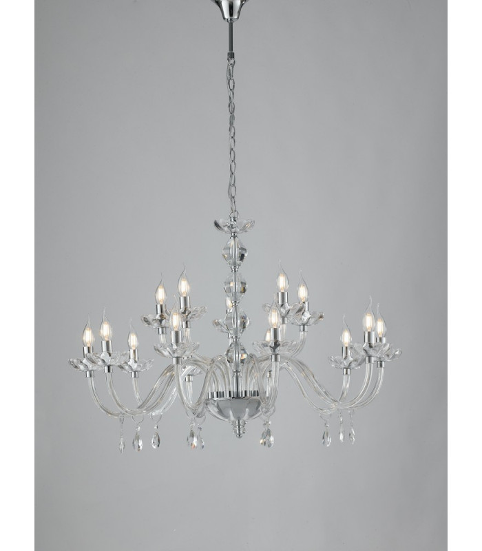 RIFLESSO 5 Light Chandeliers Chrome Crystal 96x67cm