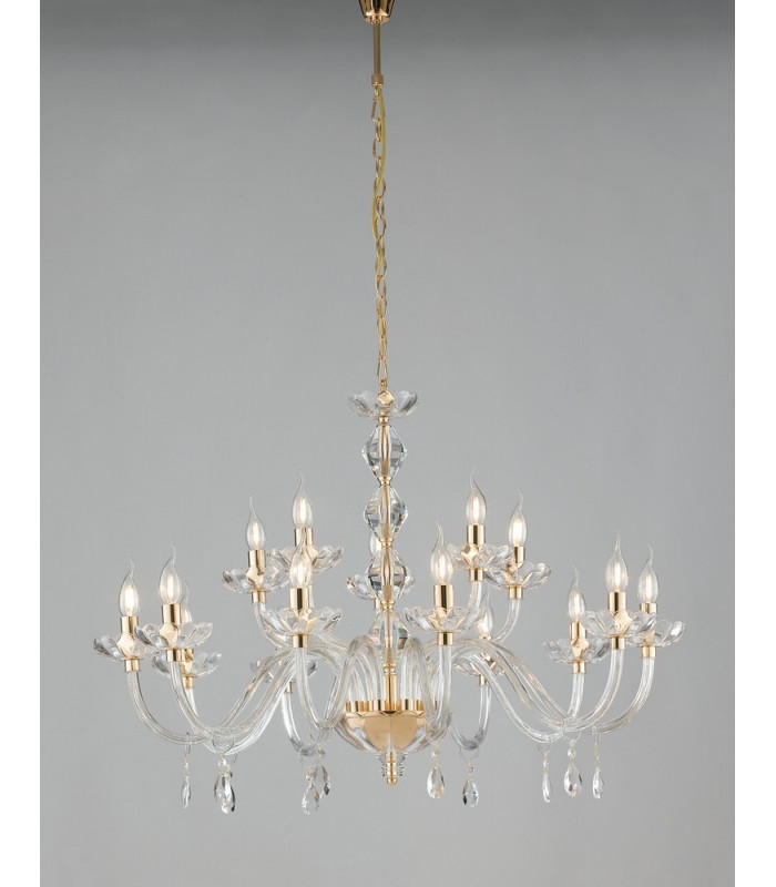 RIFLESSO 5 Light Chandeliers Gold Crystal 96x67cm
