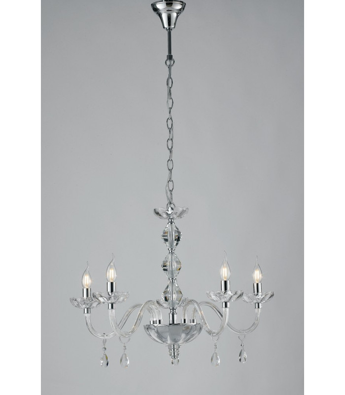 RIFLESSO 5 Light Chandeliers Chrome Crystal 70x53cm