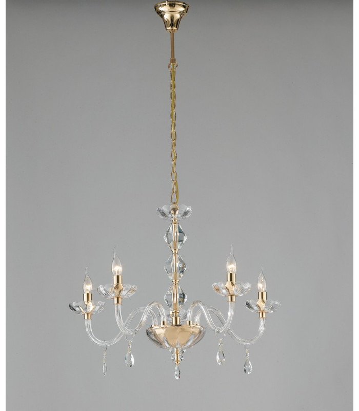 RIFLESSO 5 Light Chandeliers Gold Crystal 70x53cm-1