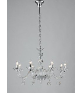 RIFLESSO 8 Light Chandeliers Chrome Crystal 83x53cm
