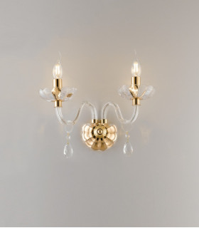 RIFLESSO Twin 2 Light Candle Wall Light Gold Crystal 40x35x18cm