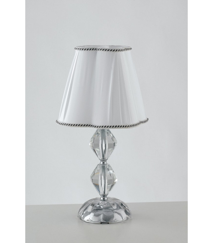 RIFLESSO Table Lamp with Round Tapered Shade Chrome Crystal 25x47cm