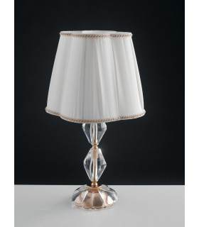 RIFLESSO Table Lamp with Round Tapered Shade Gold Crystal 25x47cm