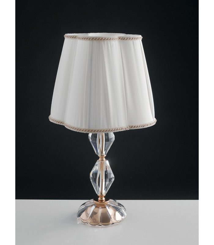 RIFLESSO Table Lamp with Round Tapered Shade Gold Crystal 25x47cm