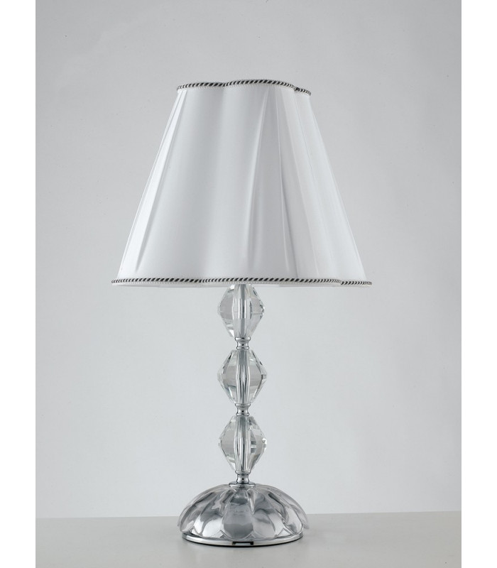 RIFLESSO Table Lamp with Round Tapered Shade Chrome Crystal 40x65cm