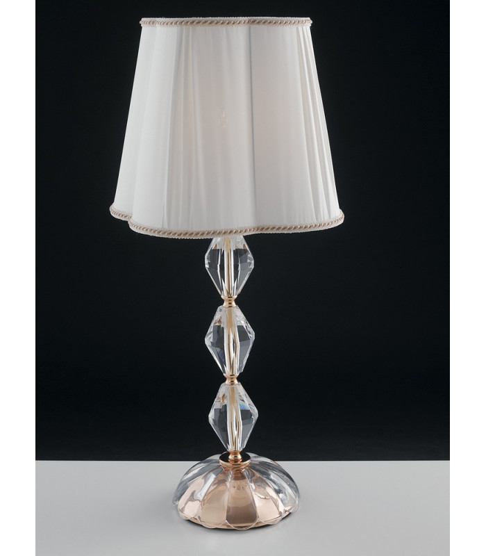 RIFLESSO Table Lamp with Round Tapered Shade Gold Crystal 40x65cm